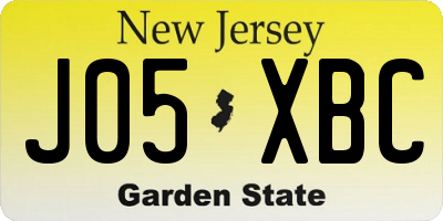 NJ license plate J05XBC
