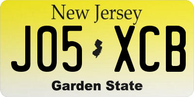 NJ license plate J05XCB