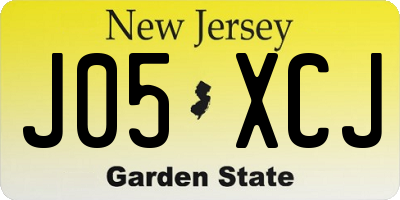 NJ license plate J05XCJ