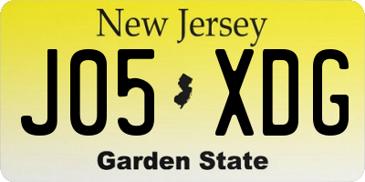 NJ license plate J05XDG
