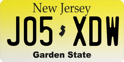 NJ license plate J05XDW
