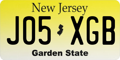 NJ license plate J05XGB