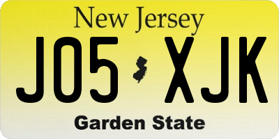 NJ license plate J05XJK
