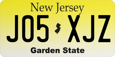 NJ license plate J05XJZ