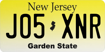 NJ license plate J05XNR