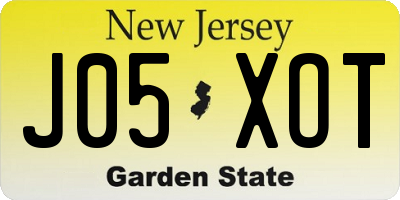 NJ license plate J05XOT