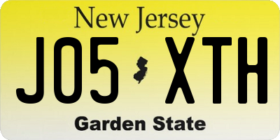 NJ license plate J05XTH