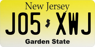 NJ license plate J05XWJ