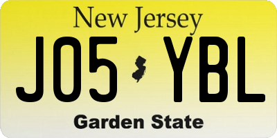NJ license plate J05YBL