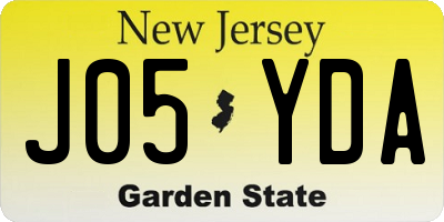 NJ license plate J05YDA