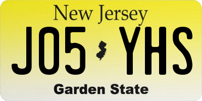 NJ license plate J05YHS