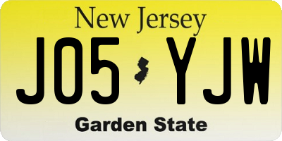NJ license plate J05YJW