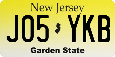 NJ license plate J05YKB