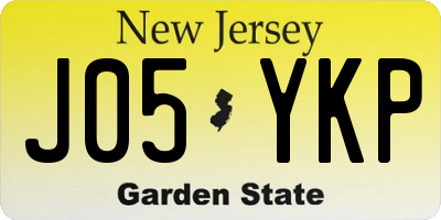 NJ license plate J05YKP