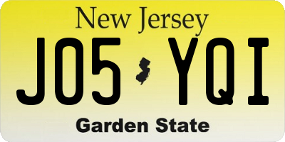 NJ license plate J05YQI