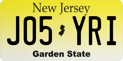 NJ license plate J05YRI