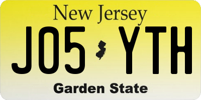 NJ license plate J05YTH