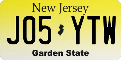 NJ license plate J05YTW