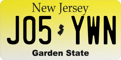 NJ license plate J05YWN