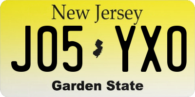 NJ license plate J05YXO