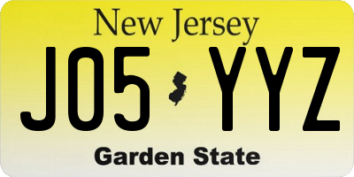 NJ license plate J05YYZ