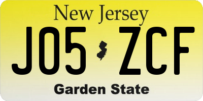 NJ license plate J05ZCF