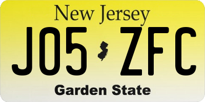 NJ license plate J05ZFC
