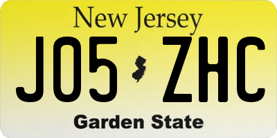 NJ license plate J05ZHC