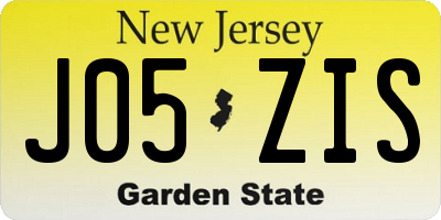 NJ license plate J05ZIS