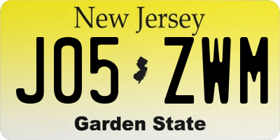 NJ license plate J05ZWM