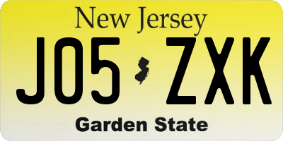 NJ license plate J05ZXK