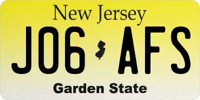 NJ license plate J06AFS