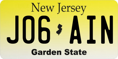NJ license plate J06AIN