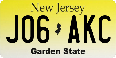 NJ license plate J06AKC