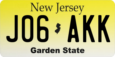 NJ license plate J06AKK