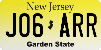 NJ license plate J06ARR