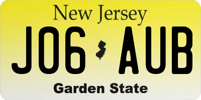 NJ license plate J06AUB