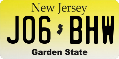 NJ license plate J06BHW