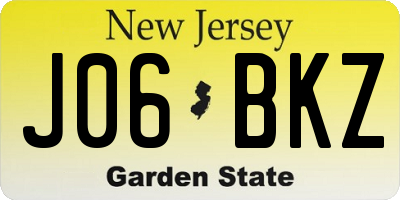 NJ license plate J06BKZ