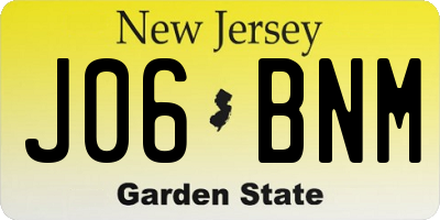NJ license plate J06BNM
