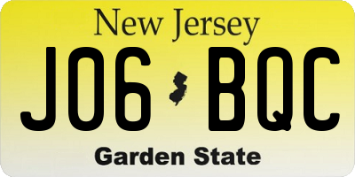NJ license plate J06BQC
