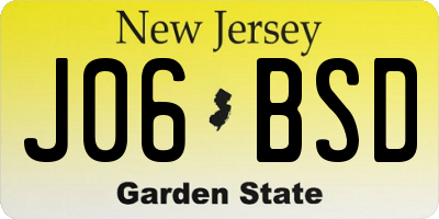 NJ license plate J06BSD
