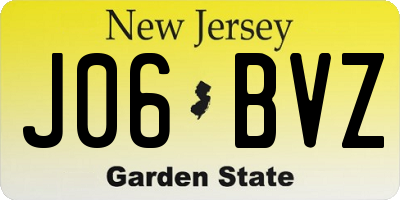 NJ license plate J06BVZ