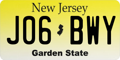 NJ license plate J06BWY