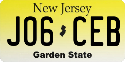 NJ license plate J06CEB