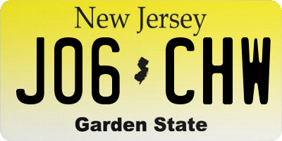 NJ license plate J06CHW