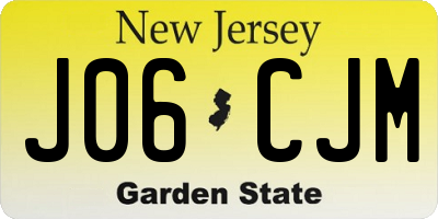 NJ license plate J06CJM