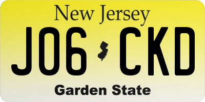 NJ license plate J06CKD
