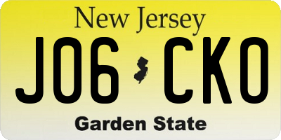 NJ license plate J06CKO