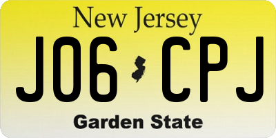NJ license plate J06CPJ